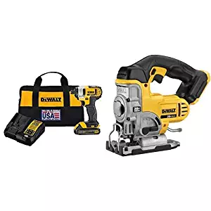 DEWALT DCF885C1 20V Max 1/4" Impact Driver Kit, with DCS331B 20-Volt MAX Li-Ion Jig Saw(Tool Only)