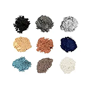 Mineral Shimmer Makeup Eyeshadow Highlighting Powder - Glitter Metallic Dust for Face, Hair & Nails (9-Stack - Onyx)