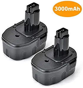 Masione 2 Pack 14.4 DC9091 Battery 3.0Ah for Dewalt 14.4V Replacement Battery DC9091 DW9094 DW9091 DE9038 DE9091 DE9092 DE9094 DE9502 3000mah Ni-Mh Rechageable Battery Pack