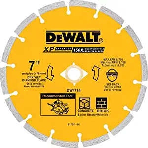 DEWALT DW4714 Industrial 7-Inch Dry Cutting Segmented Diamond Saw Blade woth 5/8-Inch or 7/8-Inch Arbor