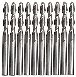 1/8" 22mm Carbide Ball Nose End Mills CNC Router Bits Double Flute Spiral Set Tool Pack Of 10