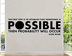 Art Motivation Quote Wall Decal Elon Musk Vinyl Sticker Decor for Home Bedroom Design q23(40x13)