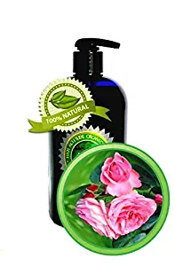 SILKY SWEET ROSE Best Hand & Body Lotion - 16oz - Scented with 5 kinds of Rose Essential Oil - Best Hydrating Hand Cream - Best Body Moisturizer - Dry Skin Lotion with Silk Peptides - Organic