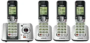 VTech CS6529-4 DECT 6.0 Phone Answering System with Caller ID/Call Waiting, 4 Cordless Handsets, Silver/Black