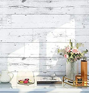 HaokHome MR47 Peel and Stick Wood Wallpaper Shiplap Light Grey/White Distressed Wood Plank Removable Wallpaper Self-Adhesive 17.7"x 9.8ft