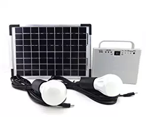 10w portable off-grid small solar power system for home lighting kit with 2 LED Lights Solar Panel and Battery for Camping fishing Charge