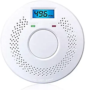 Combination Smoke Alarm and Carbon Monoxide Detector Alarm Battery Operated Digital Display for Home Bedroom Kitchen 1 Pack.