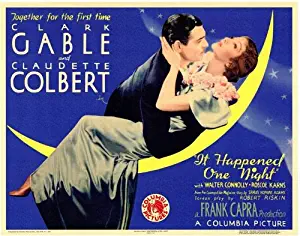 Pop Culture Graphics It Happened One Night Poster Movie (1934) Style A 11 x 14 Inches - 28cm x 36cm (Clark Gable)(Claudette Colbert)(Roscoe Karns)(Walter Connolly)(Alan Hale)(Ward Bond)