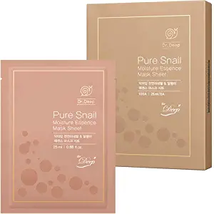 Dr.Deep Pure Snail Mask Sheet, 0.88 fl.oz X 10 sheets, Korean face mask, Alleviate redness in face. Prevents dehydration. Lifting,Snail Secretion Filtrate