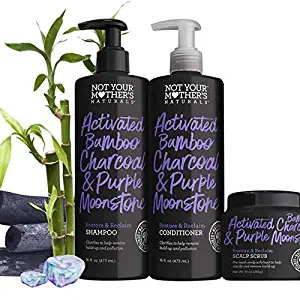 Not Your Mother's Activated Bamboo Charcoal & Purple Moonstone Shampoo, Conditioner & Scalp Scrub Hair Care Set