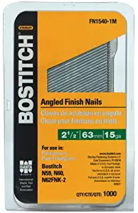 BOSTITCH FN1540-1M 2-1/2-Inch 15-Gauge FN Style Angled Finish Nails, 1000-Qty.