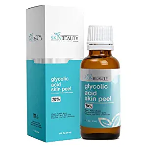 GLYCOLIC Acid 70% Skin Chemical Peel - Unbuffered - Alpha Hydroxy (AHA) For Acne, Oily Skin, Wrinkles, Blackheads, Large Pores,Dull Skin (1oz/30ml)
