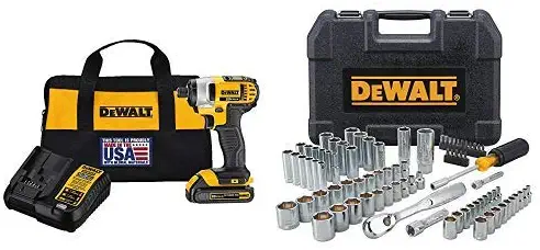 DEWALT DCF885C1 20V Max 1/4" Impact Driver Kit, with DWMT81531 84Pc Mechanics Tool Set