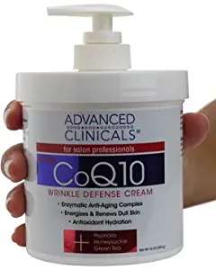 Advanced Clinicals CoQ10 Wrinkle Defense Cream w/Peptides, Honeysuckle, Green Tea. Anti-wrinkle cream moisturizes dry, aging skin for a radiant look. For face, hands, body. 16oz (16oz)