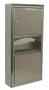 Bobrick 3699 ClassicSeries Stainless Steel Surface-Mounted Paper Towel Dispenser/Waste Receptacle, Satin Finish, 2 Gallon Capacity, 14-1/4" Width x 28" Height