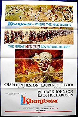 KHARTOUM MOVIE POSTER! Cinerama-Roadshow/Laurence Olivier/Charlton Heston 1sht!