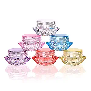 Healthcom 5 Gram/5 ML Cosmetic Sample Empty Container Plastic Clear Cosmetic Pot Jars for Eye Shadow, Nails, Powder, Jewelry,50 Pcs,Mix-Color