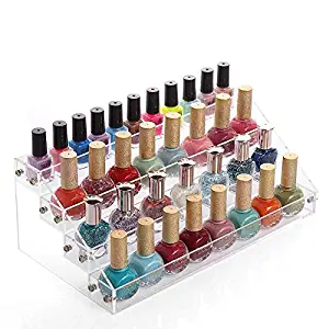 Sooyee Acrylic 4 Layer Nail Polish Rack Tabletop Display,Clear 4 Tier Shelves Organizer for Essential Oil, Cosmetic Dropper Bottle, Condiment,Fair Gifts Samples,Small toy Showing Stand,Pack of 1