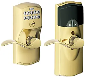 SCHLAGE FE599NX Camelot by Accent Keypad Entry with Z-Wave with 16086 Latch 10027 Strike Lifetime Brass Finish