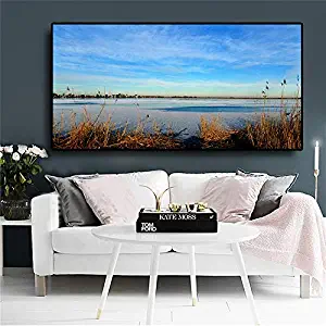 KFEKDT Freshwater Marsh Natural Landscape Painting Posters and Prints Portrait Canvas Art Scandinavian Wall Art Picture for Living Room(Print No Frame) C 50x70CM