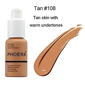 PHOERA Foundation Makeup, Firstfly 37ml Matte Oil Control Concealer Foundation Cream, Long Lasting Waterproof Matte Liquid Foundation