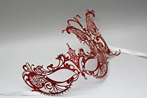 KB Red Majestic Butterfly Princess Venetian Masquerade Mask with Diamonds