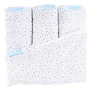 QuickZip Crib Sheet Set - Faster, Safer, Easier Baby Crib Sheets - Includes Gray Dot Wraparound Base & 3 Zip-On Crib Sheets – Gray Dot 100% Cotton - Fits All Standard Crib Mattresses