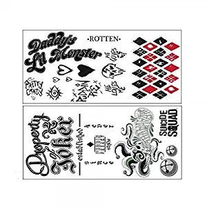 DC Comics Suicide Squad Harley Quinn Joker Temporary Tattoos