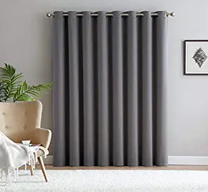 Nicole - 1 Patio Extra Wide Premium Thermal Insulated Blackout Curtain Panel - 16 Grommets - 102 Inch Wide - 84 Inch Long - Ideal for Sliding and Patio Doors (1 Panel 102 x 84, Light Grey)