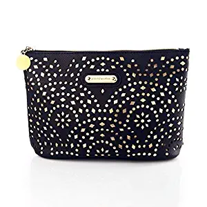 Makeup Bag, Wuhua Gold Pattern Cosmetic Bag with Zipper, Toiletry/Travel Bag for Brushes Jewelry Accessories Collection, Single Layer Storage Bag for Women