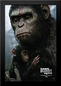 Dawn of The Planet of The Apes 28x40 Large Black Wood Framed Print Movie Poster Art