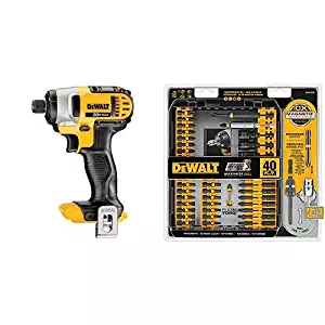 DEWALT DCF885B 20-Volt MAX Lithium Ion 1/4-Inch Impact Driver (Tool Only) with DEWALT DWA2T40IR IMPACT READY FlexTorq Screw Driving Set, 40-Piece