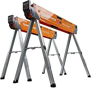 Bora Portamate Speedhorse Sawhorse 2-Pack | Heavy Duty Benchhorse Table Stand with Folding Legs and Metal Top for 2x4