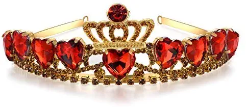 Vinjewelry Descendants 2 Evie Crown Red Heart Headdress Gold Tiara Halloween Costume Holiday for Kids