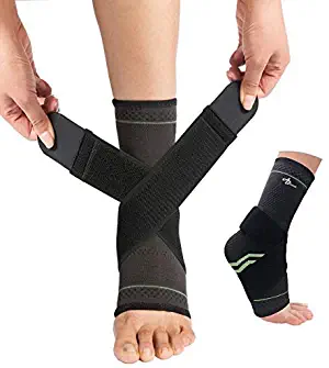 JUPITER Foot Sleeve (Pair) with Compression Wrap, Ankle Brace For Arch, Ankle Support, Football, Basketball, Volleyball, Running, For Sprained Foot, Tendonitis, Plantar Fasciitis