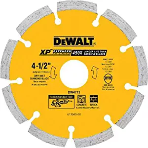 DEWALT DW4713 Industrial 4-1/2-Inch Dry Cutting Segmented Diamond Saw Blade with 5/8-Inch or 7/8-Inch Arbor