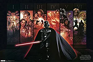 777 Tri-Seven Entertainment Star Wars Poster Darth Vader Episodes 1-6 Large Print (24x36)