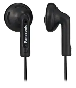 PANASONIC Stereo Earbud Headphones with Comfortable, Clear, and Powerful Sound. Includes 3.9 ft Cord with Miniplug 3.5mm Headphone Jack - RP-HV096-K – In Ear Earbuds (Black)