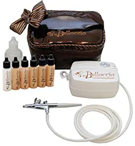 Belloccio Professional Beauty Airbrush Cosmetic Makeup System with 4 Fair Shades of Foundation for Women