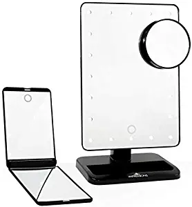 Impressions Vanity Black Touch XL & Touchup Makeup Vanity Mirrors with LED Lights - Compact Lighted Mirror and Tabletop Makeup Mirror