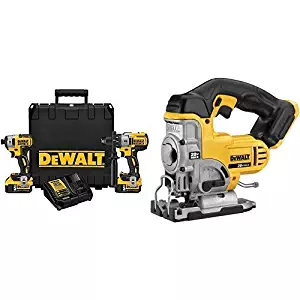 DEWALT DCK299P2 20V MAX XR 5.0Ah Premium Cordless Hammerdrill & Impact Driver Combo Kit with DCS331B 20-Volt MAX Li-Ion Jig Saw(Tool Only)