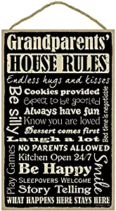 SJT ENTERPRISES, INC. Grandparents' House Rules 10" x 16" Primitive Wood Plaque Sign (SJT28336)