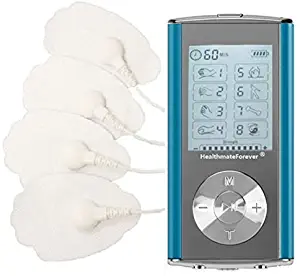[2nd Edition with Wireless Access] TENS Unit 8 Modes Professional Digital Palm Device Best Pain Relief Machine Devices for Lower Back Lumbar Muscle Pain HealthmateForever HM8GL-Blue