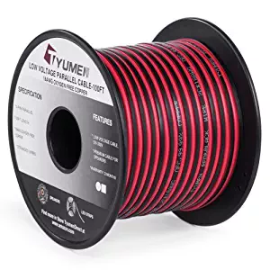 Tyumen 100FT 18 AWG Gauge 2 Conductor Stranded Red Black Car Home Stereo Speaker Audio Cable Electrical Hookup Wire - 99.95% Oxygen Free Copper Wires