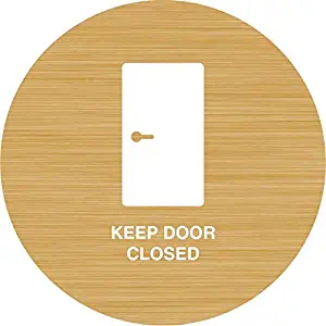 iCandy Products Inc Keep Door Closed, Locked Door Hotel Business Office Building Sign 9 Inches Round, Bamboo, Plastic