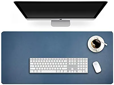 Desk Blotter Pad Mat Table Mats PU Leather Tabletop Protector on Top of Desks for Office Writing Desktop Computer Laptop Under Gaming Keyboard Waterproof Decorative Accessory Navy Blue 16 x 32 Inch