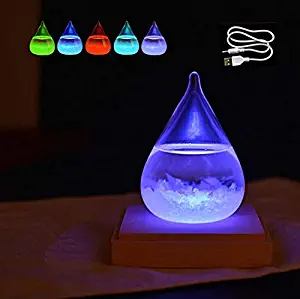 Storm Glass Clear Weather Predictor and Barometer Decoration Unique Home and Office Desktop Gift (LED Base Included!)