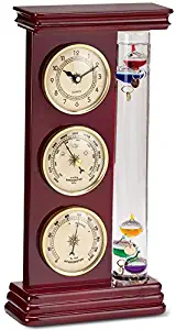 Galileo Weather Station with Clock, Barometer and Thermometer Storm Glass Desktop Gifts 12H x 6W