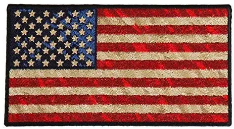 DISTRESSED AMERICAN FLAG, High Thread Iron-On / Saw-On Rayon PATCH - 5" x 3", Exceptional Quality