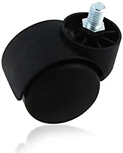 Copapa 2 Inch Black Floor Protecting Rubber Office Chair Caster Wheels (Set of 5) M10x12 mm Screw Stem